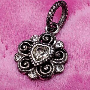 Brighton April Birthstone Clear Cystal Stone Heart Pendant Charm